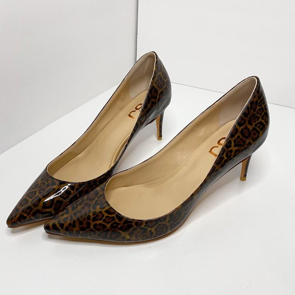 FSJ Shoes - FSJ Leopard Print Poined Toe Mid Stiletto Pumps